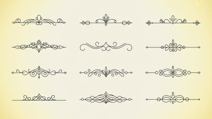 Collection of elegant vintage decorative borders and dividers
