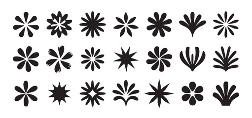 Black floral shapes silhouette illustration bundle