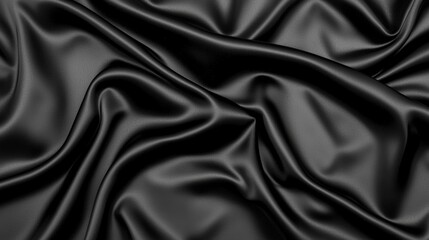Obraz premium A black satin fabric with a smooth, flowing texture.