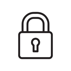 Closed pad lock outline icon vector flat illustration design