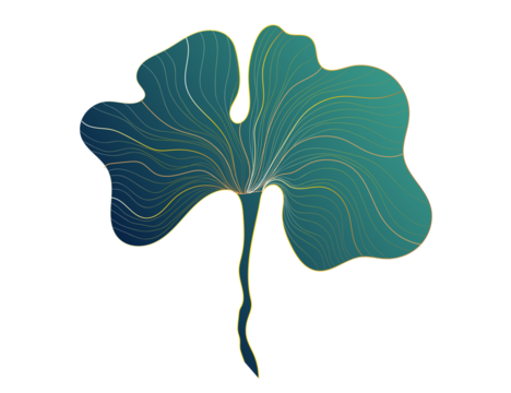 Abstract Leaf Artwork in Teal and Gold Illustration