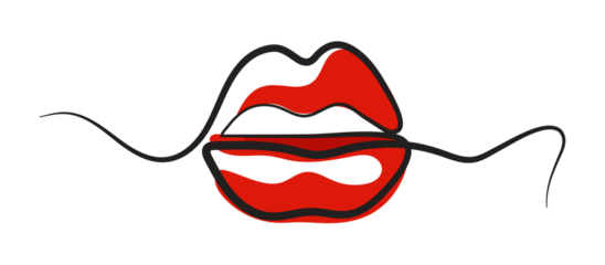 Abstract red lips continuous line art design