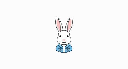 Obraz premium A Charming Cartoon Rabbit in a Denim Jacket