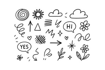 Collection of handdrawn doodle elements
