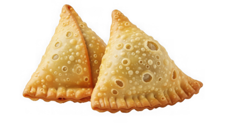 Two samosas, a popular indian snack or appetizer