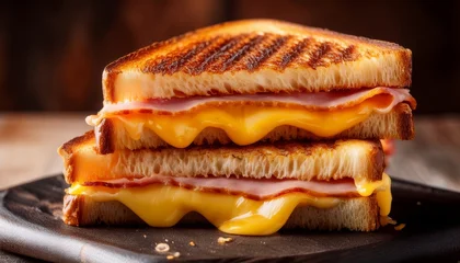 Sierkussen Restaurant close up of a grilled cheese sandwich with ham and cheese  © James