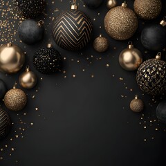 Luxurious Christmas background with black and gold decoration