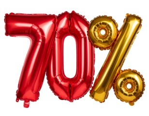 Seventy percent discount balloon theme number isolated on white background