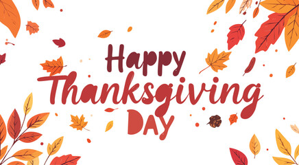 Obraz premium Happy thanksgiving day seasonal greeting with autumn leaves