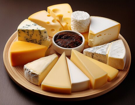 assorted cheeses on a plate - Powered by Adobe