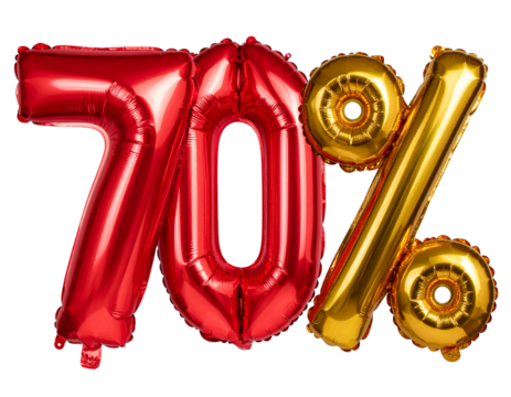 Seventy percent discount balloon theme number isolated on white background