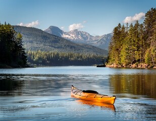 calm lake kayak view