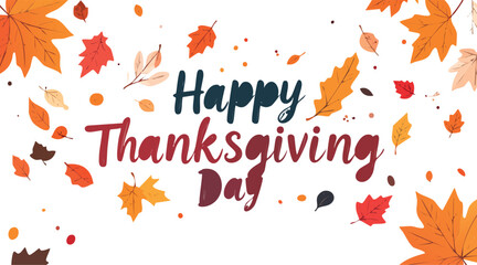 Happy thanksgiving day text with autumn leaves