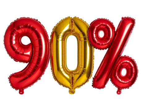 Ninety percent discount balloon theme number isolated on white background