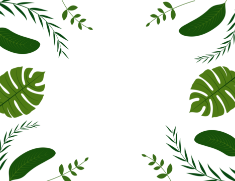 Tropical leaves frame on black background vector