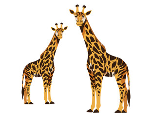 Two Giraffes Stand Together Vector Illustration Design