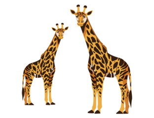 Two Giraffes Stand Together Vector Illustration Design