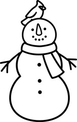Christmas Snowman character outline and template isolated.
Winter snowman coloring page
Transparent background. SVG.
