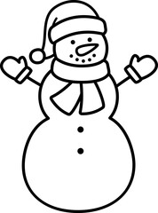 Christmas Snowman character outline and template isolated.
Winter snowman coloring page
Transparent background. SVG.

