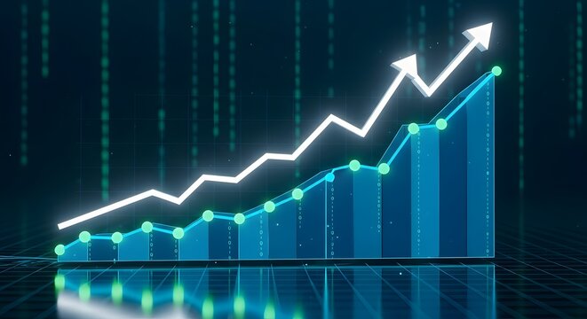 Digital growth chart with upward trend and data visualization