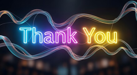 Thank you neon sign with abstract light waves