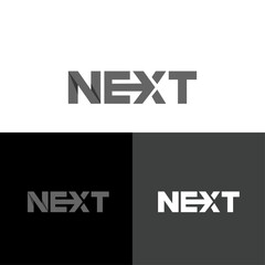 Obraz premium Next logo design template vector illustration. Simple Wordmark Next with Integrated Forward Arrow icon, symbol, typography, graphic, vector, suitable for your design needs, logo illustration animation