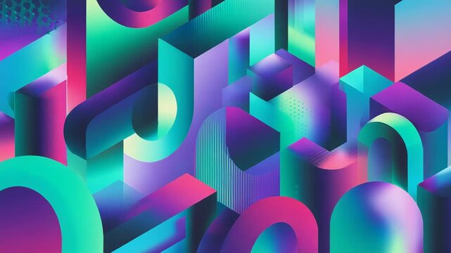 Abstract geometric forms creating vivid gradient shapes background