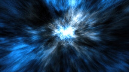 A digital illustration of a starburst effect, with a bright white center surrounded by a swirling blue and black pattern.