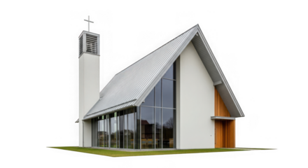 Modern church building with glass facade