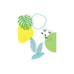 Abstract Botanical Shapes with Leaves and Minimal Forms