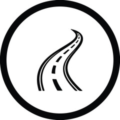 Illustrator Curved road icon inside circular frame Silhouette vector
