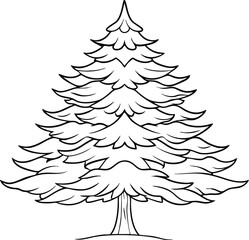 Stylized pine tree outline vector illustration representing christmas, nature, and forest design concept