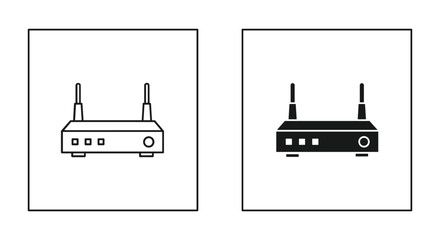 Wi-fi router vector icons in outline and solid styles for network devices.