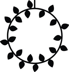 Illustrator leafy floral circular frame wreath decoration Silhouette vector