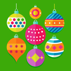 Pack of christmas balls in flat design