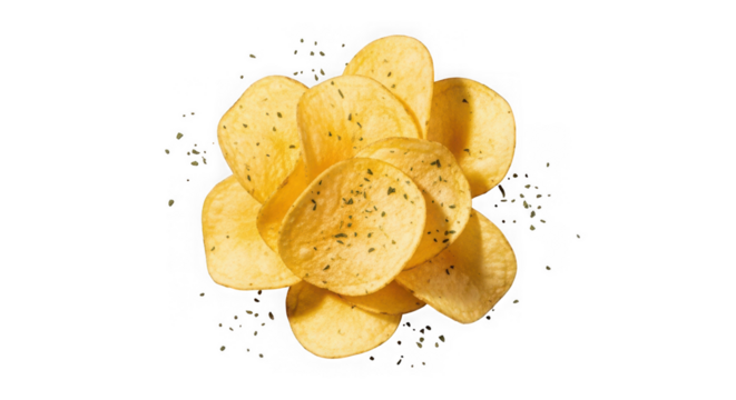 Heap of crispy potato chips