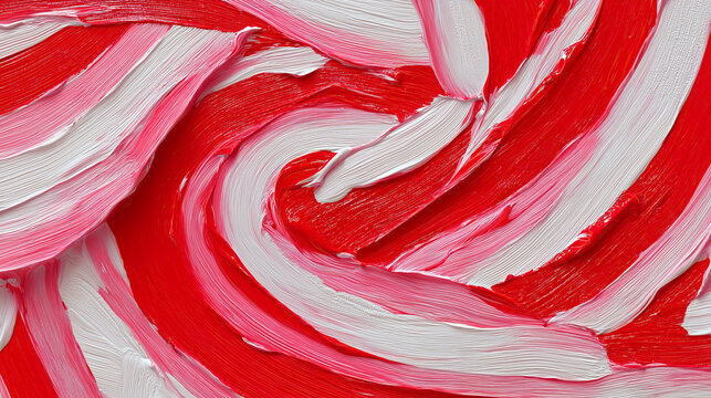 Abstract Textured Swirl of Red and White Paint Strokes