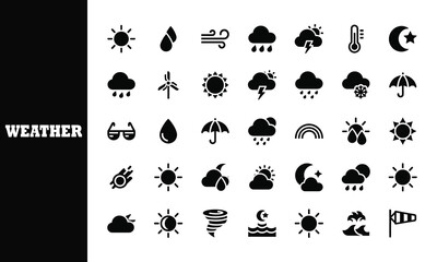 Naklejka premium Vibrant modern weather icons offer a dynamic visual representation of forecast elements for diverse applications and clear communication.