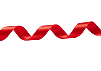A single red ribbon curled in a wave pattern