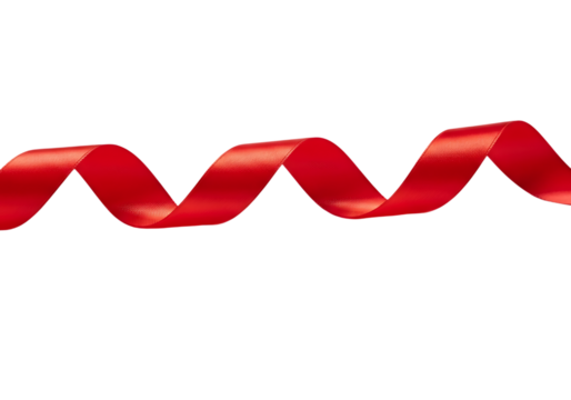 A single red ribbon curled in a wave pattern