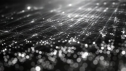 Digital network grid connecting glowing data points - Powered by Adobe