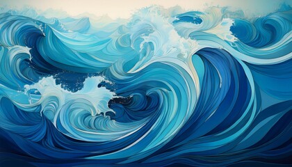 Fototapeta premium abstract blue ocean waves