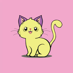 cat, vector, feline, animals, tail, character, paw, funny, mammal, kitty, illustration, cartoon, animal, cute, domestic, pets, fur, painting, fun, smile, happy, art, drawing, pet, kitten