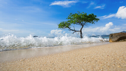 Beautiful sea horizontal photography of a beautiful and peaceful tropical beach landscape. Nature background.
