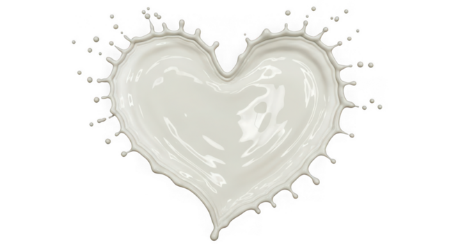 Milk splash in heart shape for valentines day