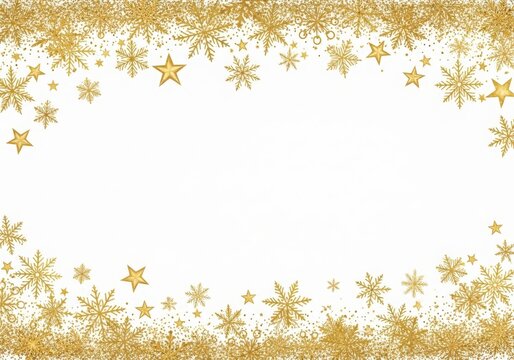 Golden glitter snowflake star frame for winter holiday events