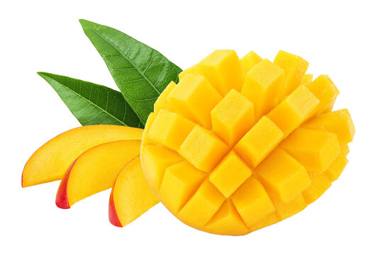 mango slices isolated on white background with full depth of field