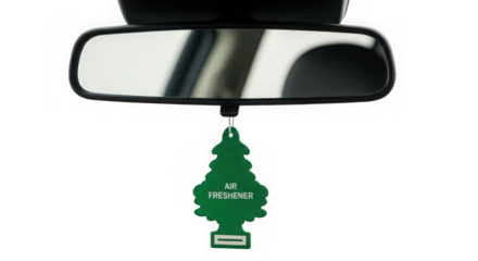 Rearview mirror with air freshener, car interior