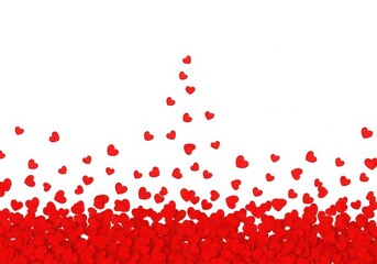 Red heart confetti falling, romantic abstract love background