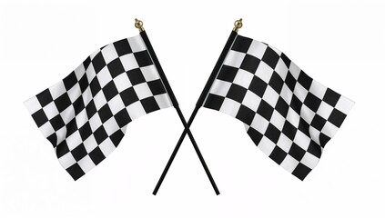 Two Crossed Checkered Flags Symbolizing the End of a Race or Competition Victory Celebration